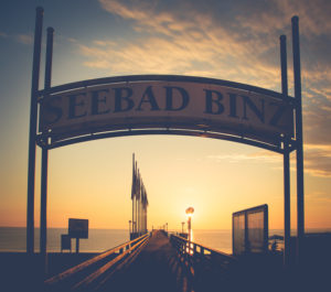 Sunrise in Binz on Rügen, bridge, landing stage Sunrise in Binz on Rügen, bridge, landing stage